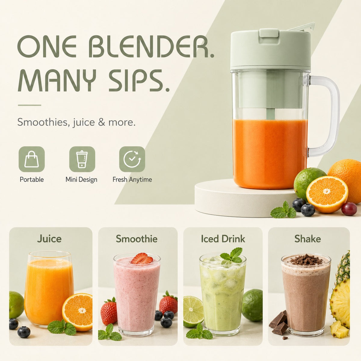 Portable USB Rechargeable Juicer & Smoothie Blender