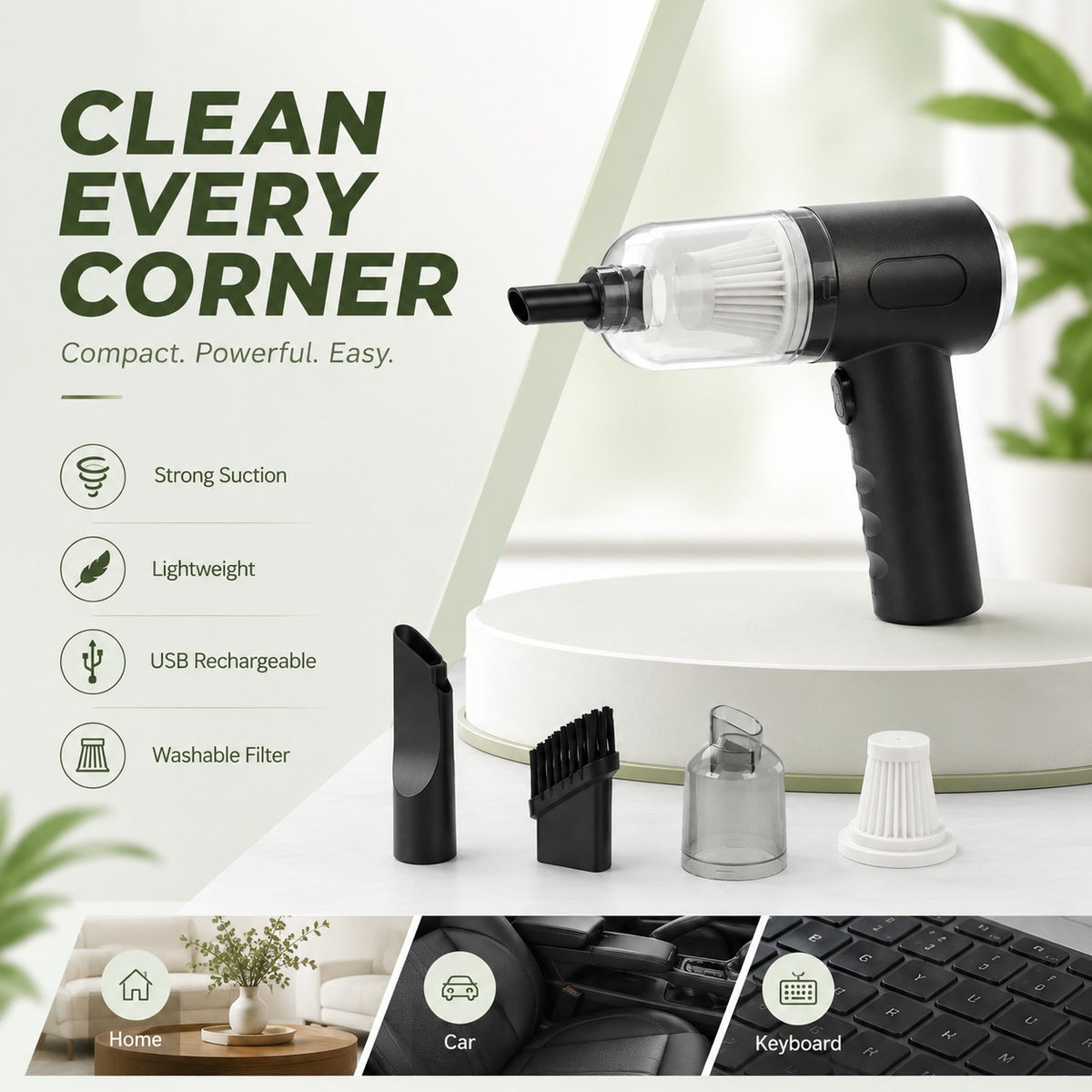 Cordless Handheld Rechargeable Vacuum Cleaner & Air Blower